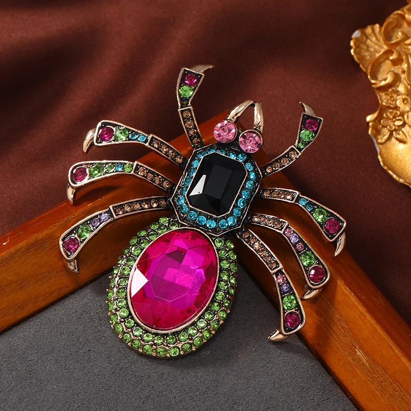 European and American Style Pink Oval Crystal Brooch